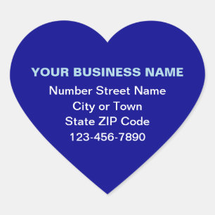 Minimal Plain Texts Business Brand on Blue Heart Sticker
