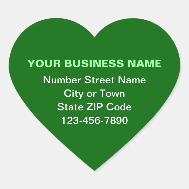 Minimal Plain Texts Business Brand on Green Heart Sticker (Front)