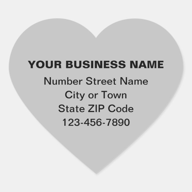Minimal Plain Texts Business Brand on Grey Heart Sticker (Front)