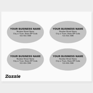 Minimal Plain Texts Business Brand on Grey Oval Sticker