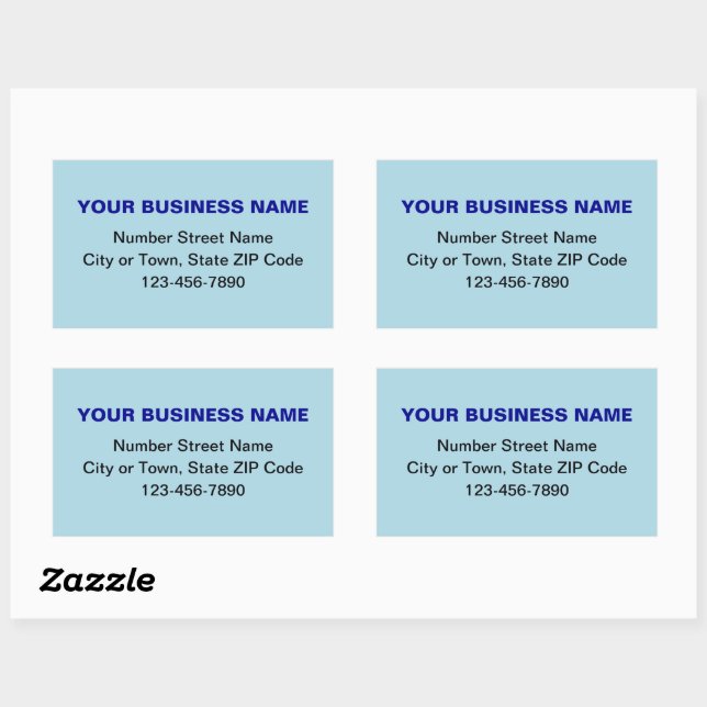 Minimal Plain Texts Business Brand on Light Blue Rectangular Sticker (Sheet)