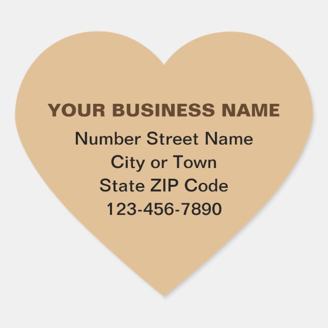 Minimal Plain Texts Business Brand on Light Brown Heart Sticker (Front)