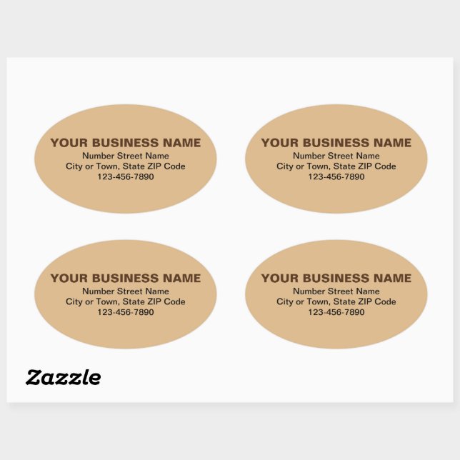 Minimal Plain Texts Business Brand on Light Brown Oval Sticker (Sheet)