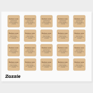 Minimal Plain Texts Business Brand on Light Brown Square Sticker