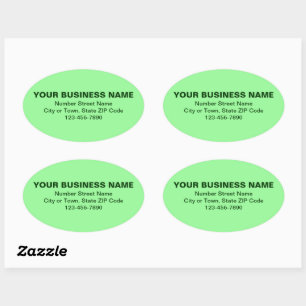 Minimal Plain Texts Business Brand on Light Green Oval Sticker