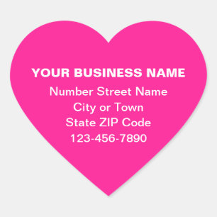 Minimal Plain Texts Business Brand on Pink Heart Sticker