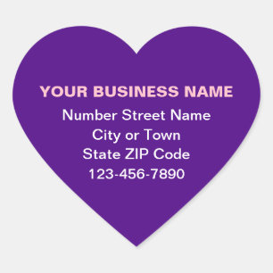 Minimal Plain Texts Business Brand on Purple Heart Sticker
