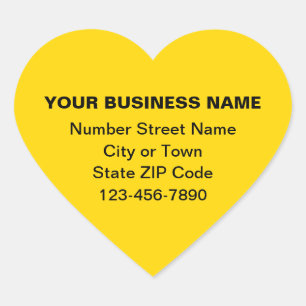 Minimal Plain Texts Business Brand on Yellow Heart Sticker