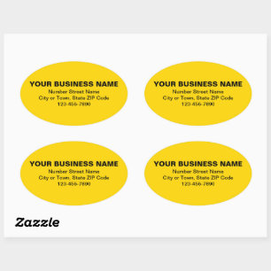 Minimal Plain Texts Business Brand on Yellow Oval Sticker