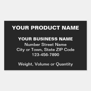 Minimal Plain Texts of Business Product on Black Rectangular Sticker