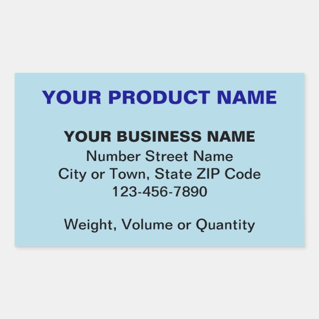 Minimal Plain Texts of Product on Light Blue Rectangular Sticker (Front)