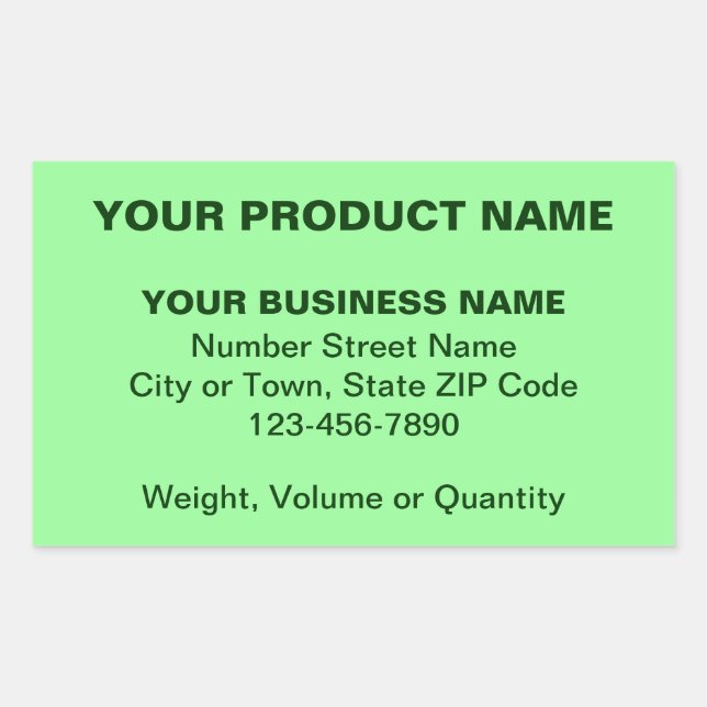 Minimal Plain Texts of Product on Light Green Rectangular Sticker (Front)