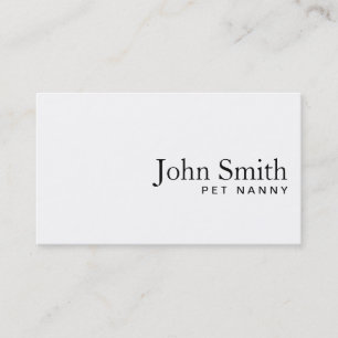 Minimal Plain White Pet Nanny Business Card