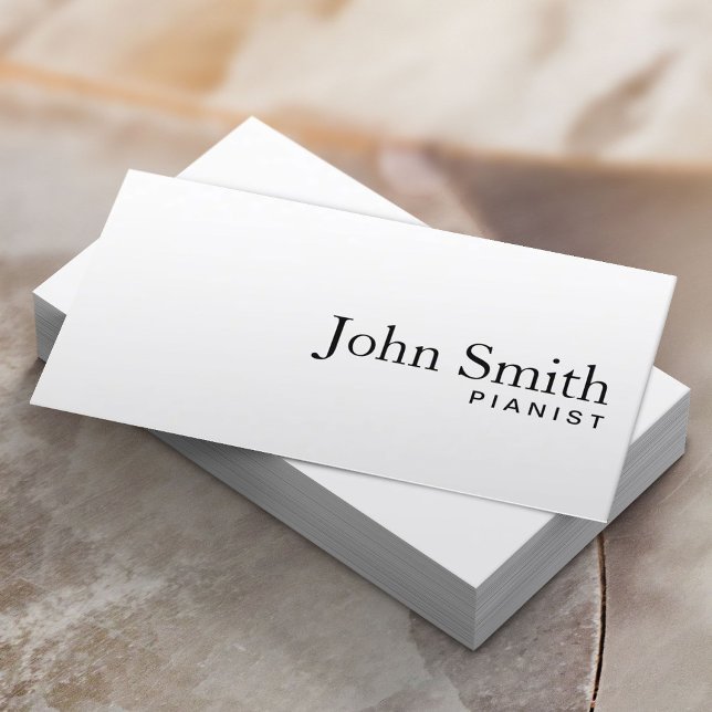 Minimal Plain White Pianist Business Card (Creator Uploaded)