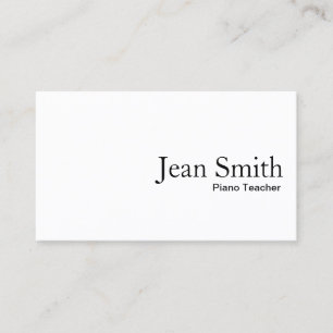 Minimal Plain White Piano Teacher Business Card