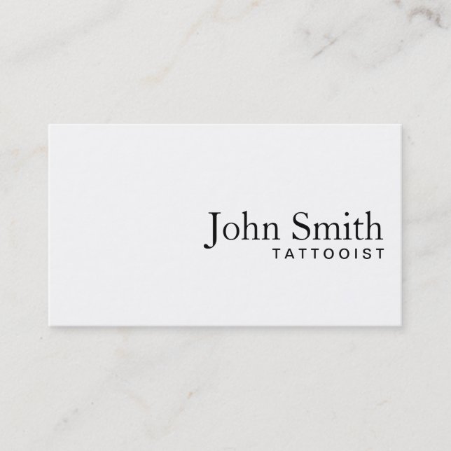 Minimal Plain White Tattoo Art Business Card (Front)