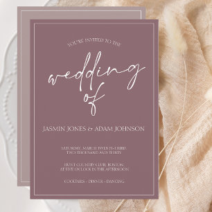 Minimal Plum Purple Script Wedding Invitation