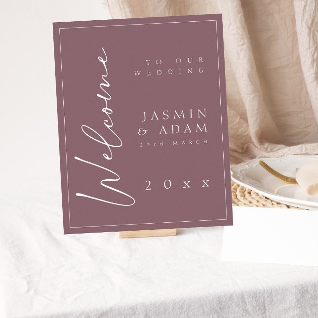 Minimal Plum Purple Script Wedding Welcome Sign (Creator Uploaded)