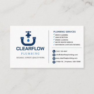 Minimal Plumbing Business Card | Clean White Moder