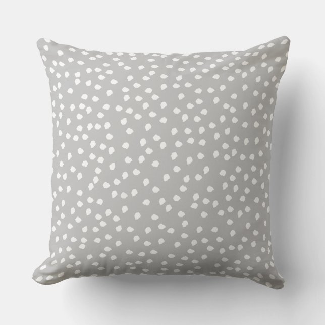 Minimal Polka Dot Gray and White Pillowcase Cushion (Front)