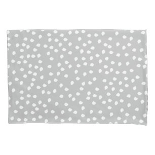Minimal Polka Dot Grey and White Pillowcase