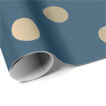 Minimal Polka Dots Blue Navy Gold Sepia Metal Faux Wrapping Paper<br><div class="desc">Contemporary luxury decor
FlorenceK design</div>