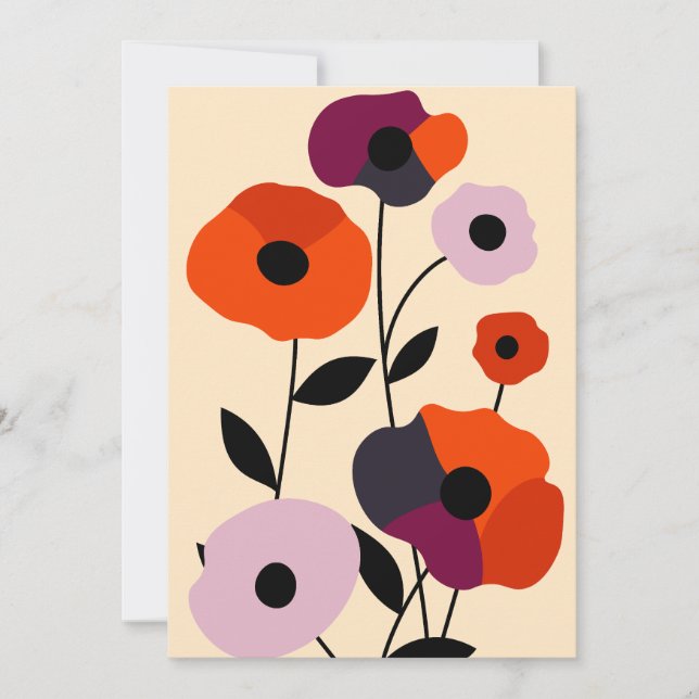 Minimal Poppy Bloom Announcement (Front)