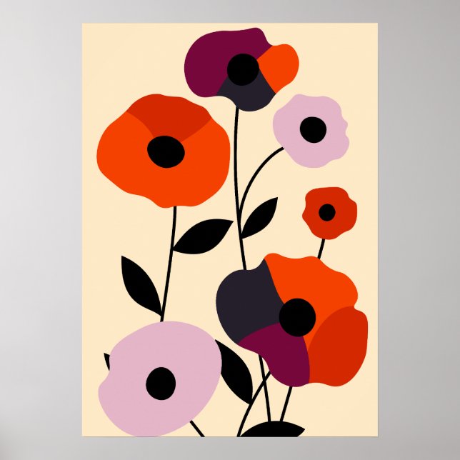 Minimal Poppy Bloom Poster (Front)