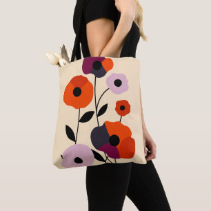 Minimal Poppy Bloom Tote Bag