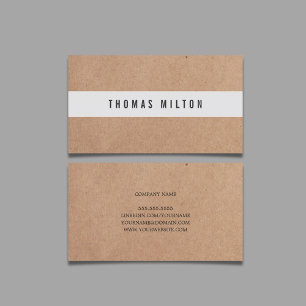 Minimal Printed Kraft Light Grey Stripe Consultant Business Card