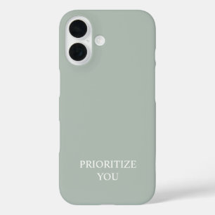 Minimal Prioritise You Quote Ash Colour iPhone 16 Case