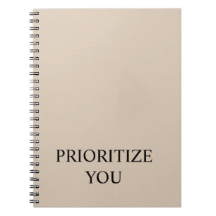 Minimal Prioritise You Quote Beige Notebook