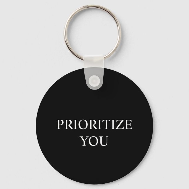 Minimal Prioritise You Quote black colour Key Ring (Front)
