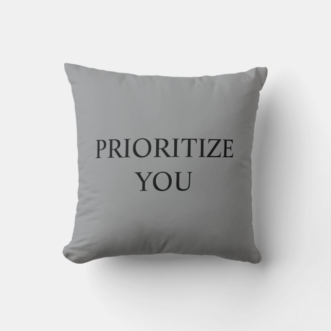 Minimal Prioritise You Quote Cool Grey Cushion (Front)