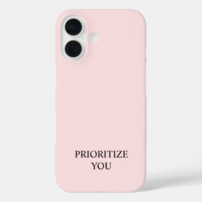 Minimal Prioritize You Quote Pastel Pink Case-Mate iPhone Case (Back)
