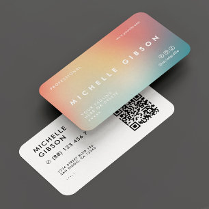 Minimal Professional Aesthetic Peach Teal Business Card