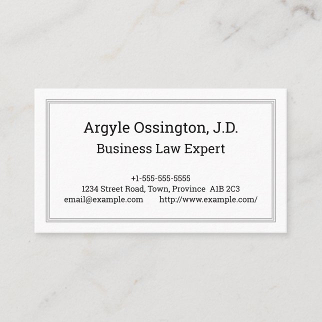 Minimal, Professional Attorney Business Card (Front)