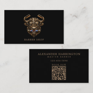 Minimal Professional Barber Shop Bronze Buffalo Business Card