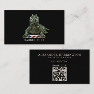 Minimal Professional Barber Shop Emerald Alligator Business Card