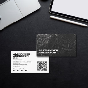 Minimal Professional Black Charcoal Scribble  Business Card