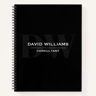 Minimal Professional Black & White Monogram Notebook