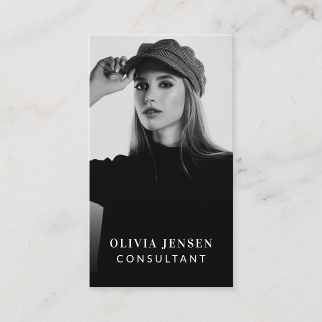 Minimal & Professional Business Photo QR Code Business Card (Front)