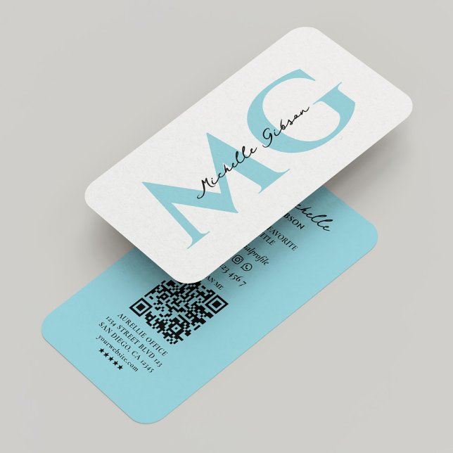 Minimal Professional Egg Blue Initials Modern  Business Card (Minimal Professional Egg Blue Initials Modern Business Card
)