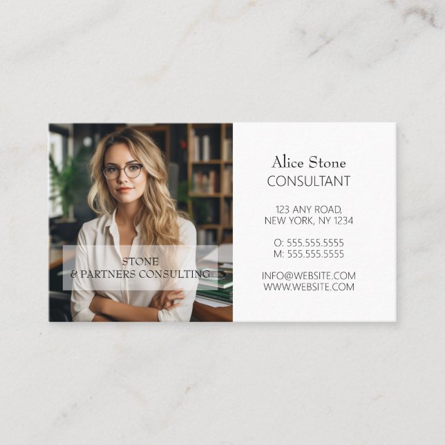 Minimal & Professional Employee Business Photo Card (Front)