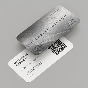 Minimal Professional Faux Silver Metallic Modern Business Card
