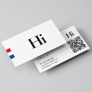 Minimal Professional Hi Monogram Red White Blue Business Card