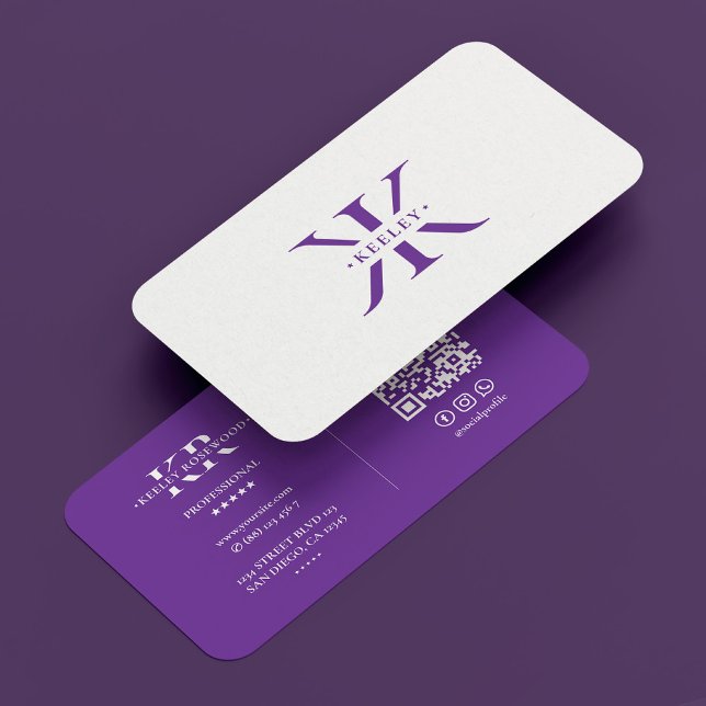 Minimal Professional K Monogram Royal Purple Business Card (Minimal Professional K Monogram Royal Purple Business Card
)