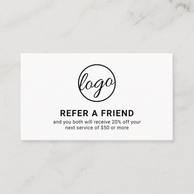 Minimal Professional Logo Modern Simple Referral Card (Front)