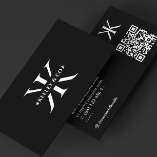 Minimal Professional Logo Monogram K Black Business Card