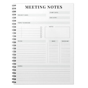 Minimal Professional Meeting Notes Planner Notebook